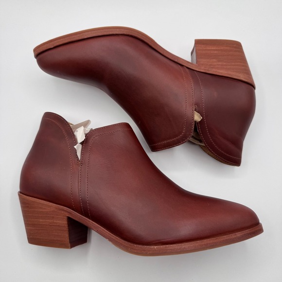 Nisolo Mia Women's 9 Ankle Boots Leather Heeled‎ Booties Burgundy Red - Picture 2 of 6